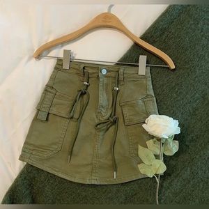 Olive green mini skirt